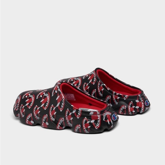 Champion Clog Shoes Mens 10 Super Meloso Smile Jersey Lined Closed Toe Black Red - Picture 4 of 6